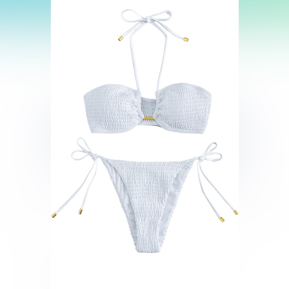 SweatyRocks Women's 2 Piece Ribbed Tie Side Halter Bikini Swimsuit New Size Smal